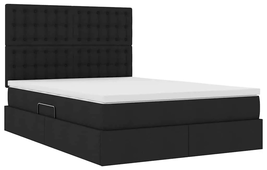 vidaXL Κρεβάτι με αποθηκευτικό χώρο και LED Μαύρο 140 x 200 cm