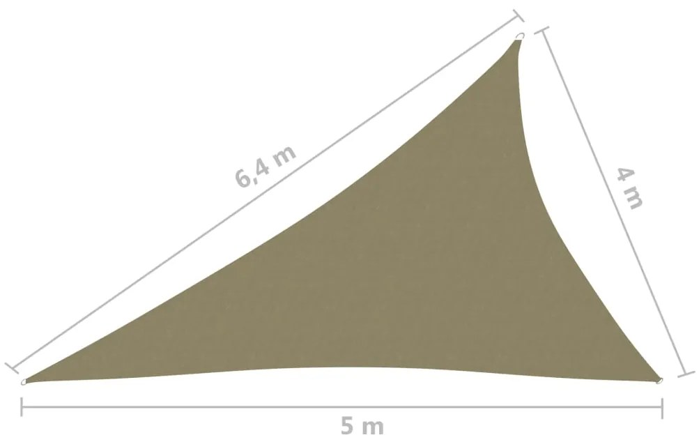 Πανί Σκίασης Τρίγωνο Μπεζ 4 x 5 x 6,4 μ. από Ύφασμα Oxford - Μπεζ