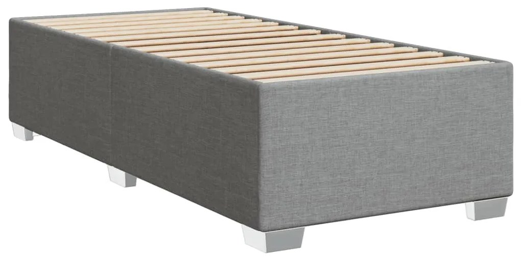 vidaXL Κρεβάτι Boxspring με Στρώμα Ανοιχτό Γκρι 90x200 εκ. Υφασμάτινο