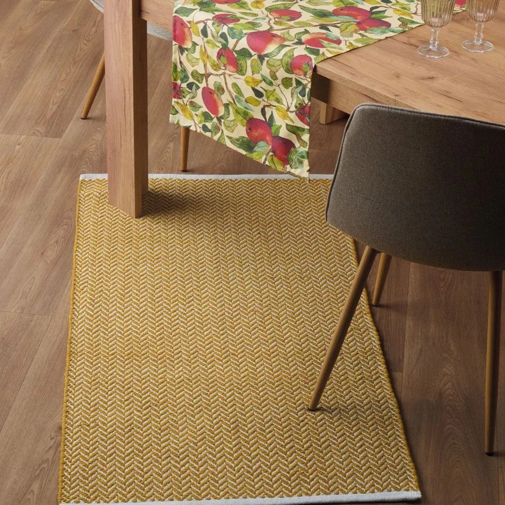 Χαλάκι Κουζίνας Santino 41 Mustard Kentia 70X140cm Βαμβάκι-Πολυέστερ