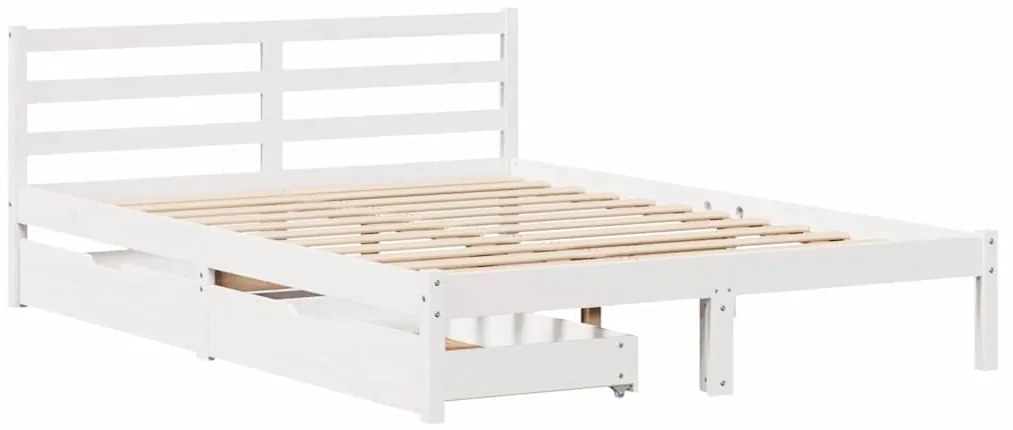 vidaXL Σκελετός Κρεβ. Χωρίς Στρώμα Λευκό 135x190 εκ Μασίφ Πεύκο