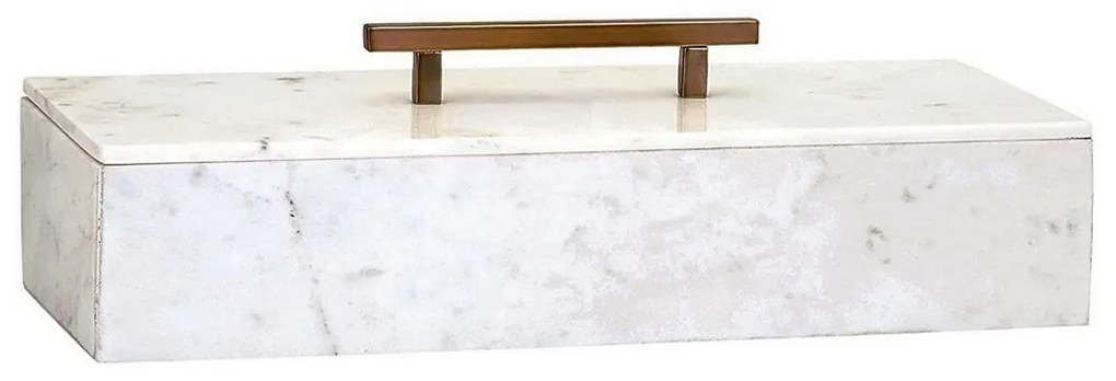 Artekko Marble Κοσμηματοθήκη Κουτί Διακοσμητικό Μάρμαρο Μέταλλο Λευκό Χρυσό (36.8x15.2x10.2)cm