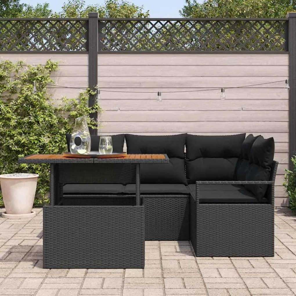 vidaXL Σέτ φαγητού για κήπο 5 pcs Μαύρο, Καφέ 100 x 55 x 73 εκ