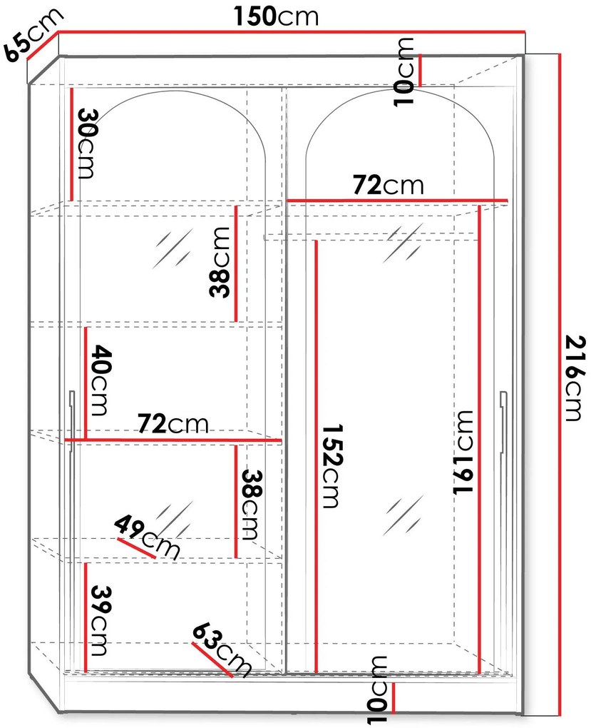 Ντουλάπα Modin συρόμενη-Mauro-Μήκος: 150 εκ.