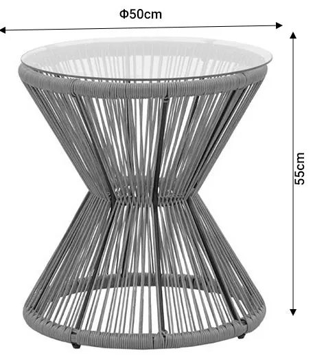 Σετ κήπου Naoki - Mabil 3 τεμ. pe rattan φυσικό - μαύρο μέταλλο 50x50x55 εκ.