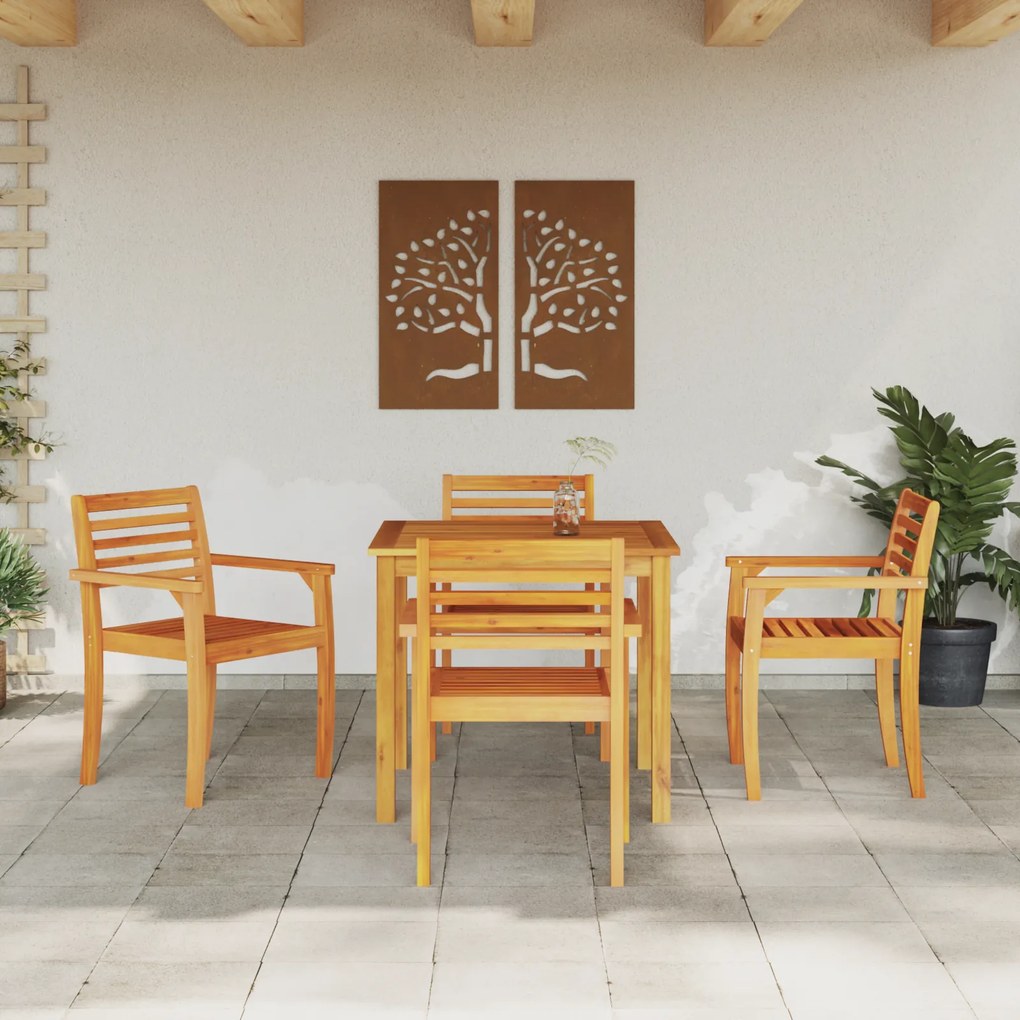 vidaXL Σετ Δείπνου Κήπου 5 pcs Φυσικό ξύλο 85 x 85 x 75 cm