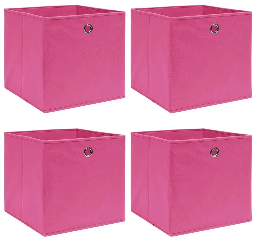 vidaXL Κουτιά Αποθήκευσης 4 τεμ. Ροζ 32 x 32 x 32 εκ. Υφασμάτινα