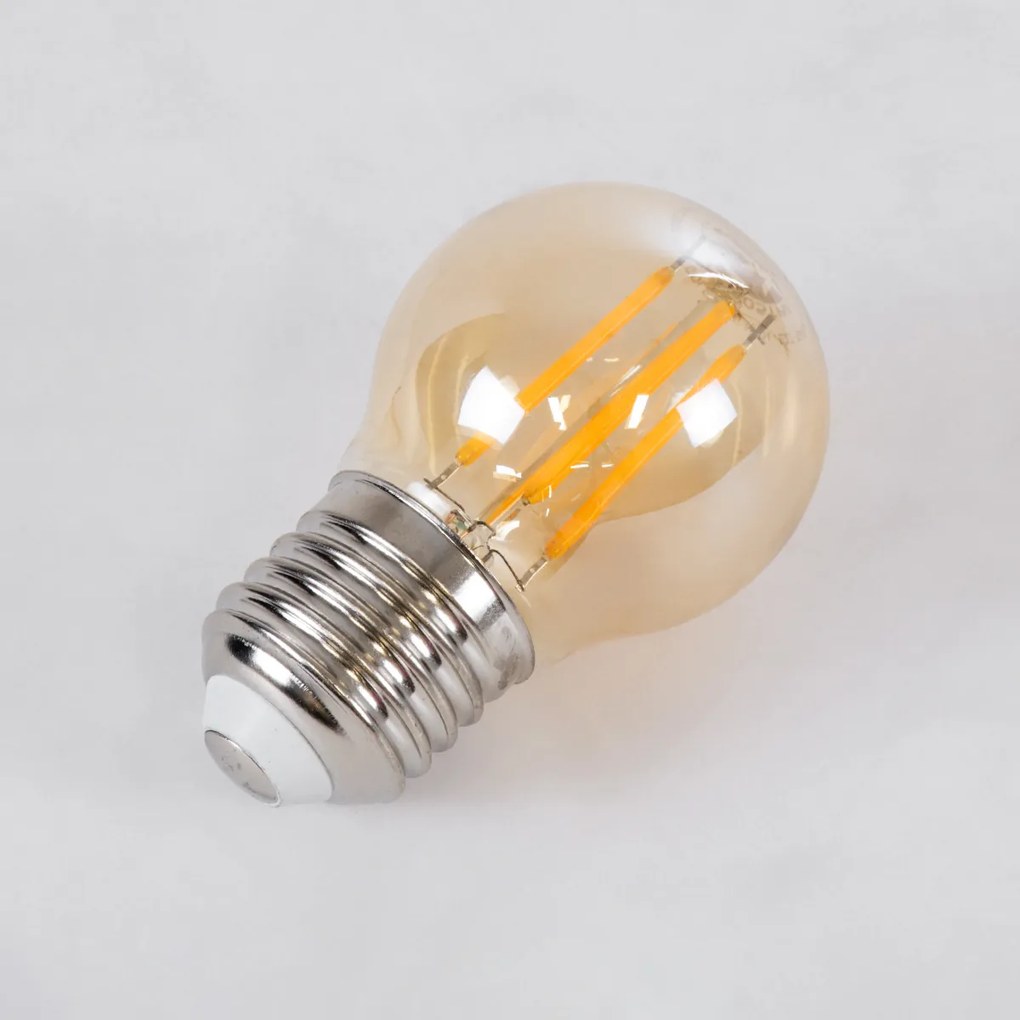 GloboStar® 99034 Λάμπα LED Long Filament E27 G45 Γλομπάκι 4W 350lm 360° AC 220-240V IP20 Φ4.5 x Υ7.5cm Ultra Θερμό Λευκό 2200K με Μελί Γυαλί - Dimmable - 3 Years Warranty