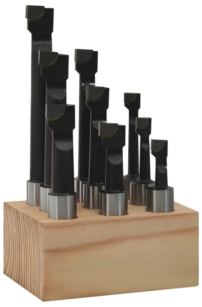 vidaXL Μανέλες Τόρνου 9 τεμ. 12 χιλ. με Ξύλινη Βάση