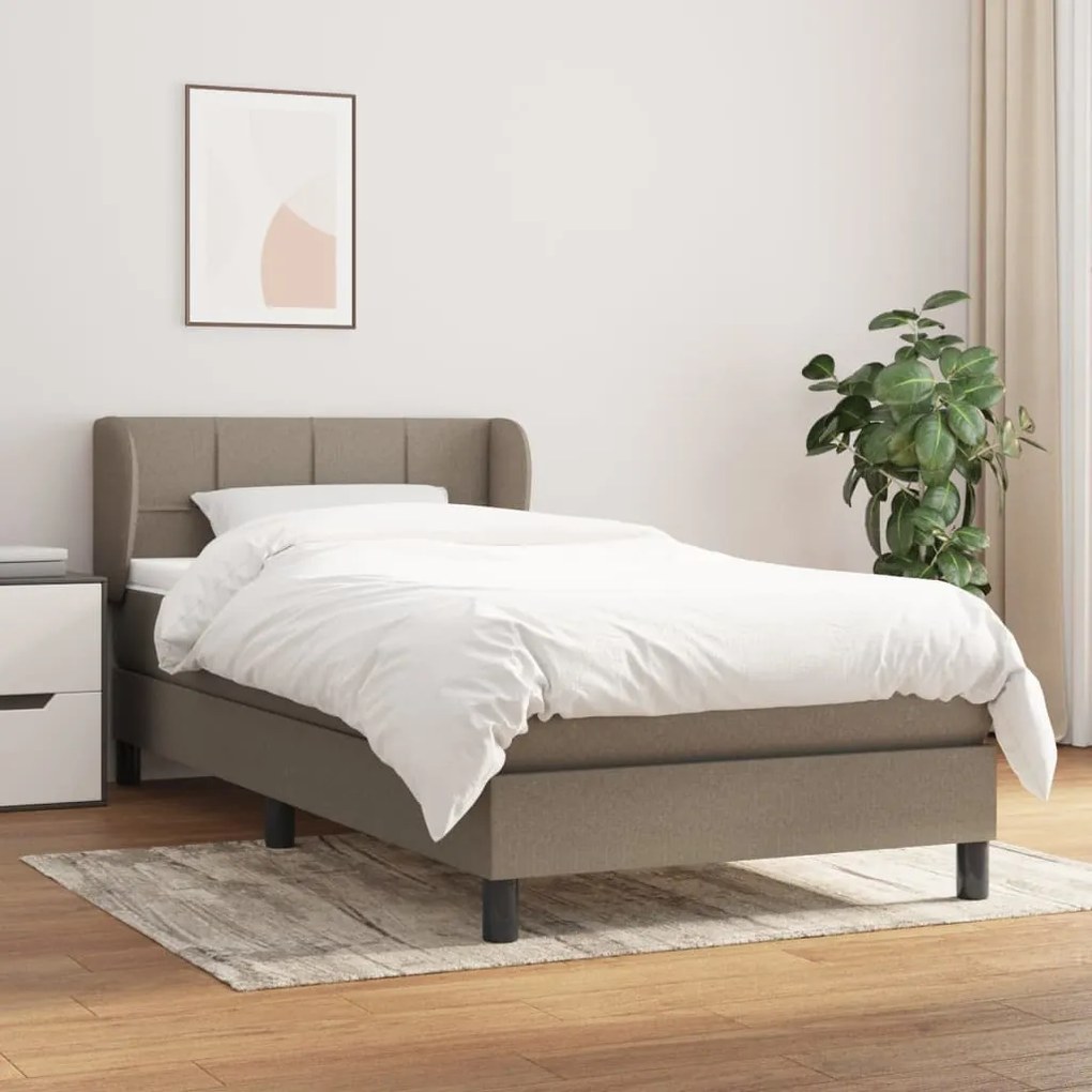 vidaXL Κρεβάτι Boxspring με Στρώμα Taupe 90x190 εκ.Υφασμάτινο