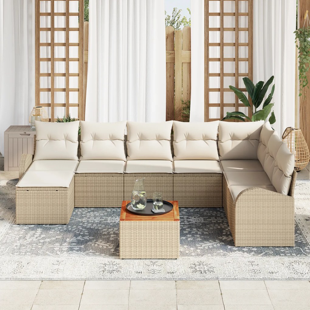 vidaXL Σετ Καναπέ Κήπου 9 pcs Beige, λευκό