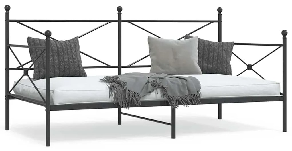 Κρεβάτι ημέρας χωρίς στρώμα Μαύρο 100x190 cm Ατσάλι