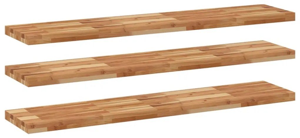 Ράφια Κρεμαστά 3 Τεμ. 140x30x4εκ. Φινίρισμα Λαδιού Μασίφ Ακακία - Καφέ