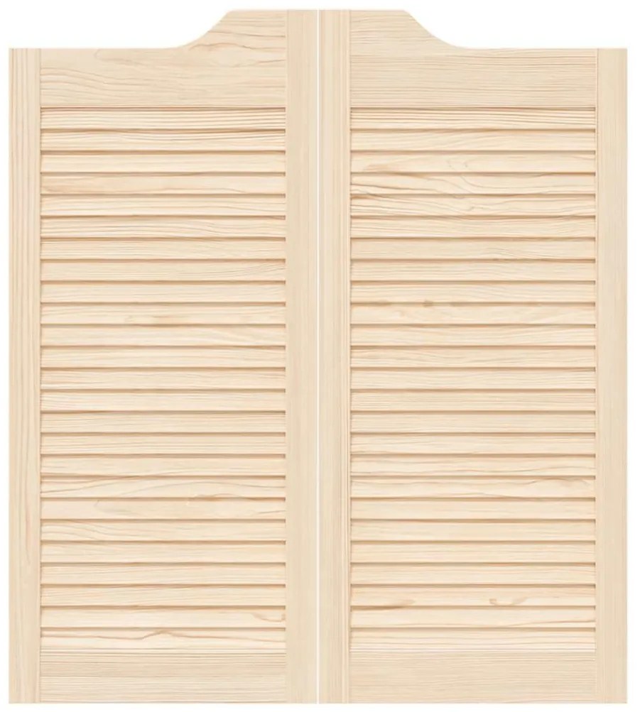 Swing Doors Louvred Design 1-Pair 90x80 cm από μασίφ ξύλο πεύκο - Καφέ