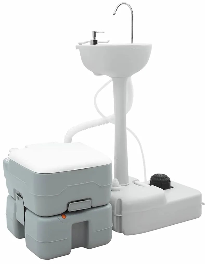 vidaXL Σετ κάμπινγκ 2 pcs Γκρι 50.5 x 33 x 103 εκ Πλαστικό