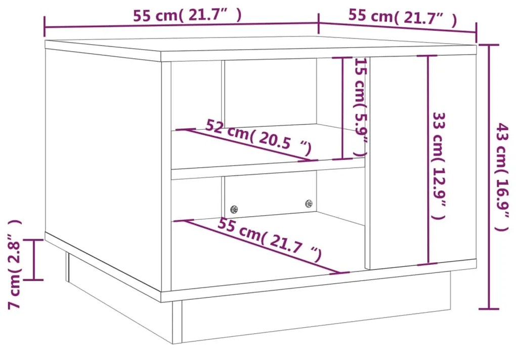 vidaXL Τραπεζάκι Σαλονιού Λευκό 55 x 55 x 43 εκ. από Επεξεργ. Ξύλο