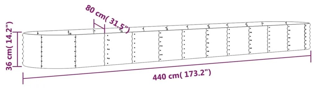vidaXL Ζαρντινιέρα Καφέ 440x80x36 εκ. Γαλβανισμένος χάλυβας