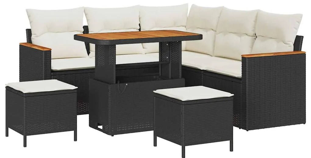 vidaXL Σετ Καναπέ Κήπου με μαξιλάρι 8 pcs Μαύρο Πολυ ράταν