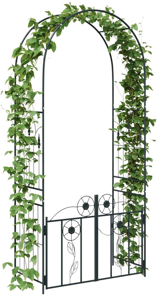 vidaXL Κήπος Αψίδα με κλειδαριά Μαύρο 102 x 50 x 218 εκ.