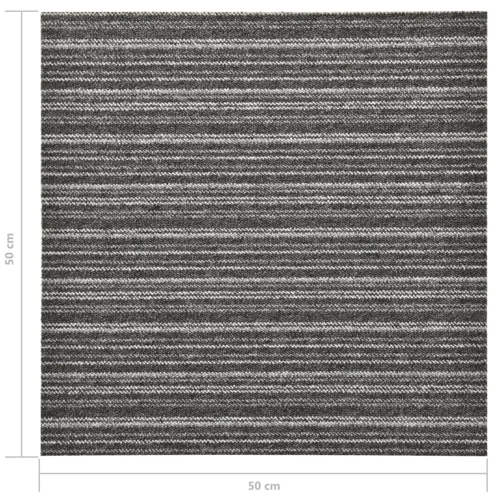 Μοκέτα Πλακάκι 20 τεμ. Ανθρακί Ριγέ 5 μ² 50x50 εκ. 147308