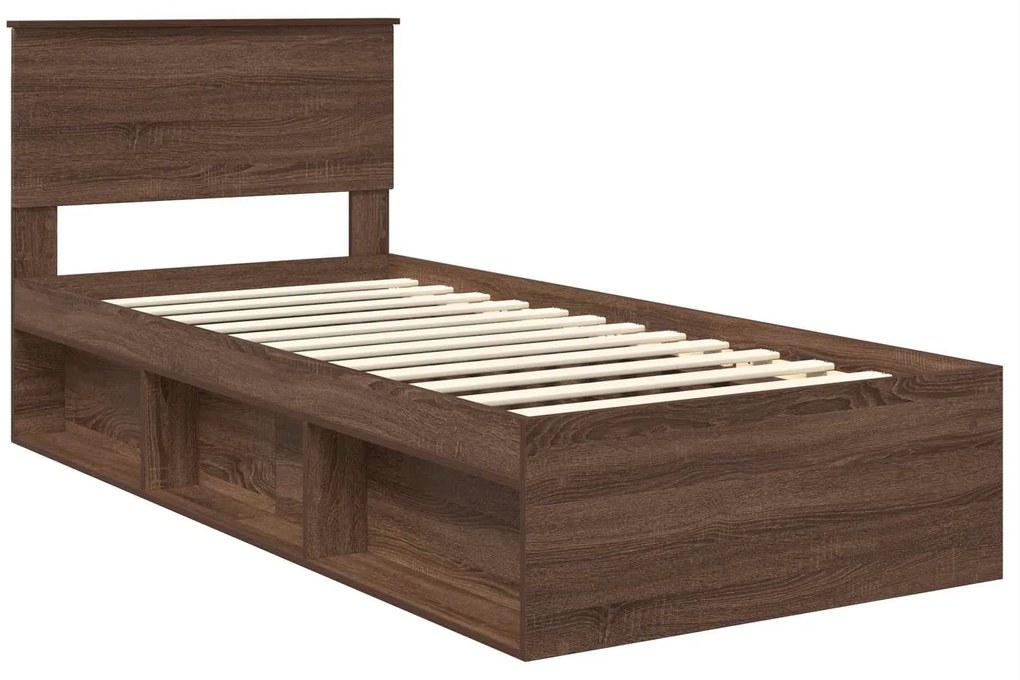 vidaXL Σκελετός Κρεβατιού Καφέ δρυς 90 x 190 cm Επεξεργασμένο ξύλο