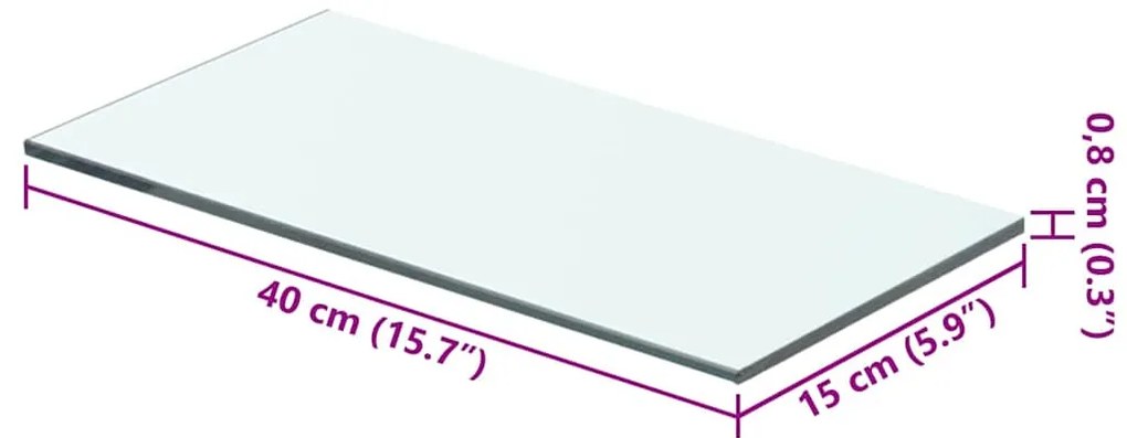 vidaXL Ράφι Πάνελ Διάφανο 40 x 15 εκ. Γυάλινο