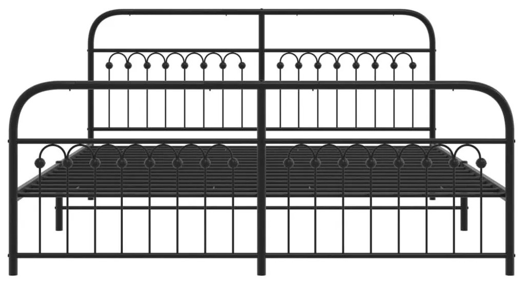 Πλαίσιο Κρεβατιού με Κεφαλάρι&amp;Ποδαρικό Μαύρο 183x213εκ. Μέταλλο - Μαύρο
