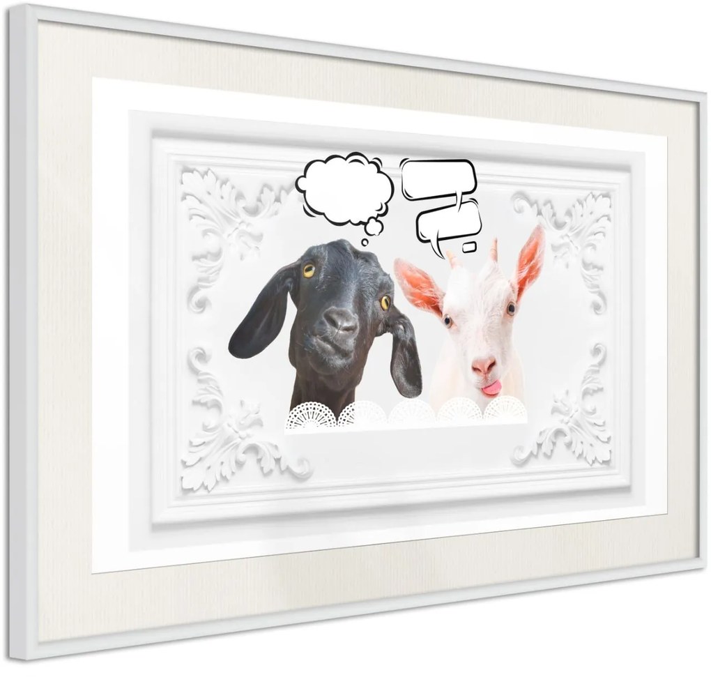 Αφίσα - Conversation of Two Goats - 30x20 - Χρυσό - Με πασπαρτού