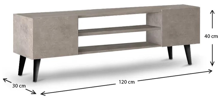 Έπιπλο τηλεόρασης Etna Megapap χρώμα γκρι ρετρό 120x30x40εκ.