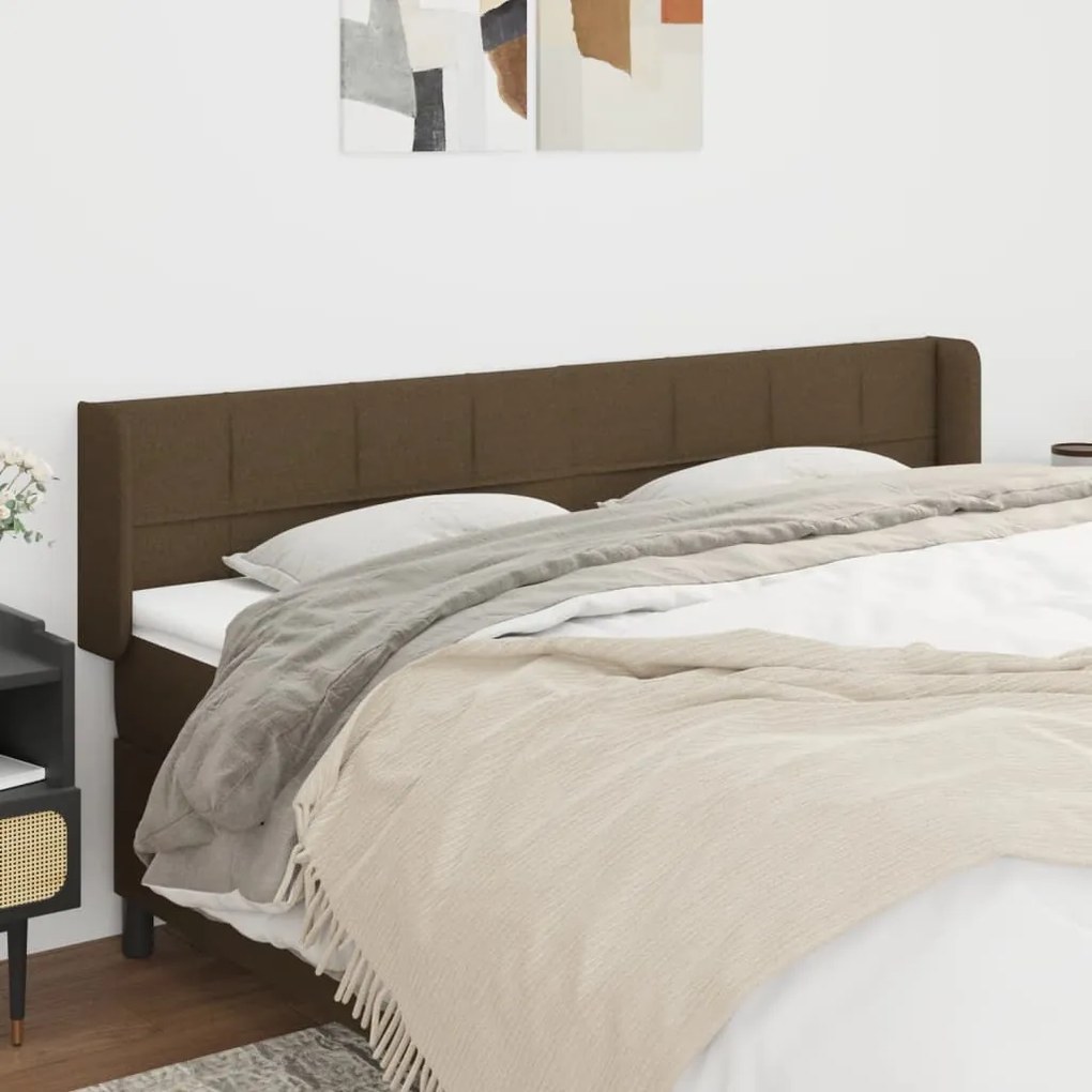vidaXL Κεφαλάρι με Πτερύγια Σκούρο Καφέ 163x16x78/88 εκ. Υφασμάτινο