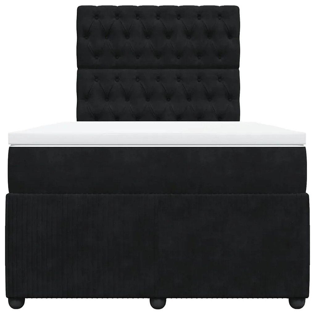 vidaXL Κρεβάτι Boxspring με Στρώμα Μαύρο 120x190 εκ. Βελούδινο