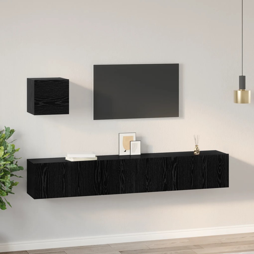 vidaXL Σετ επίπλου τηλεόρασης 4 pcs Μαύρη δρυς 60 x 30 x 30 cm