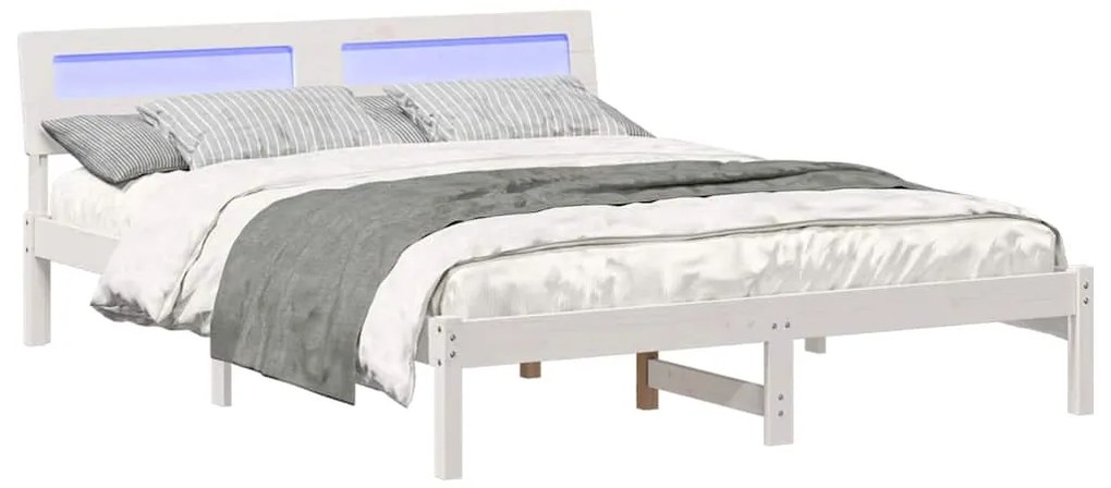 vidaXL Σκελετός Κρεβατιού Λευκό 160 x 200 cm Μασίφ ξύλο πεύκου