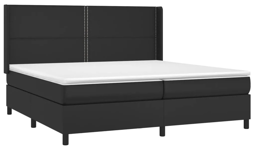 vidaXL Κρεβάτι Boxspring με Στρώμα Μαύρο 200x200 εκ. Συνθετικό Δέρμα