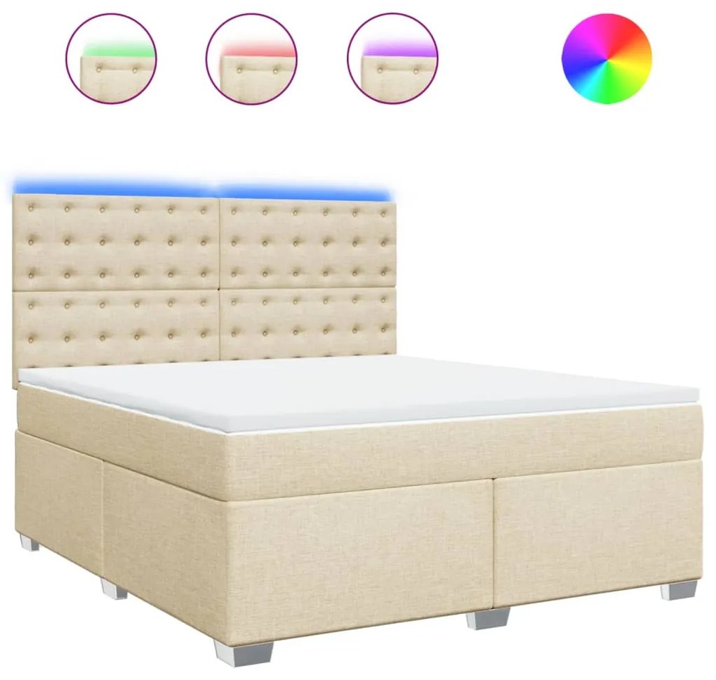 ΚΡΕΒΑΤΙ BOXSPRING ΜΕ ΣΤΡΩΜΑ ΚΡΕΜ 180X200 ΕΚ. ΥΦΑΣΜΑΤΙΝΟ 3292886