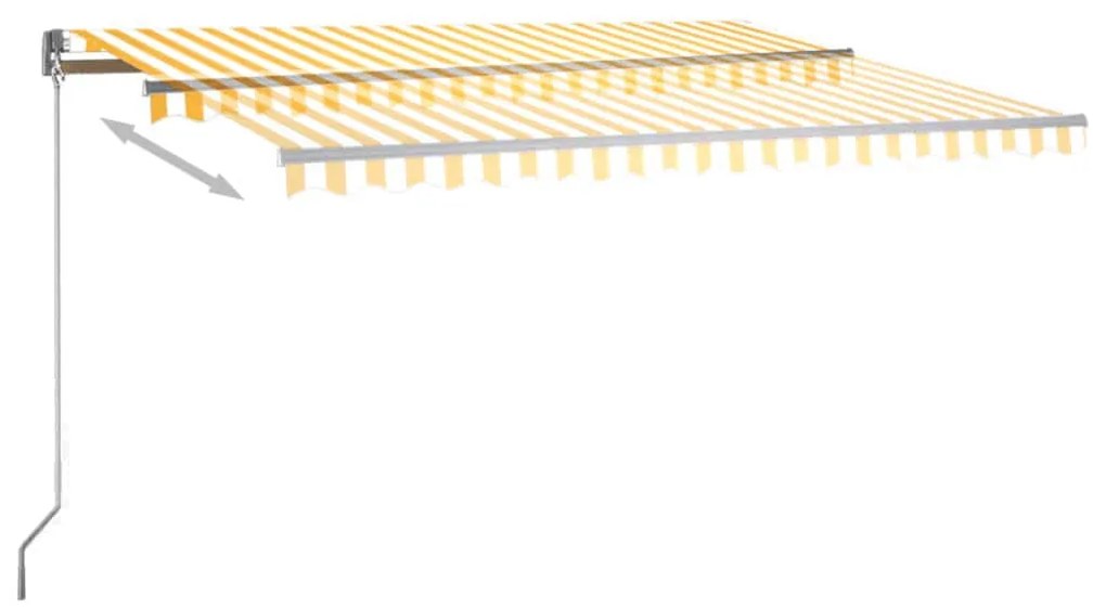 vidaXL Τέντα Αυτόματη με LED & Αισθ. Ανέμου Κίτρινο/Λευκό 450x350 εκ.