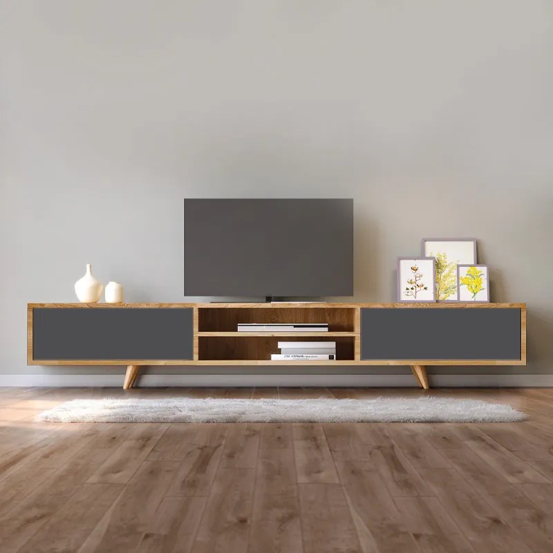 Έπιπλο τηλεόρασης Serine Megapap χρώμα sapphire oak - ανθρακί 170x37x45εκ. - GP055-0026,1