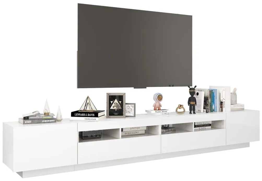Έπιπλο Τηλεόρασης με LED Γυαλιστερό Λευκό 260 x 35 x 40 εκ. - Λευκό