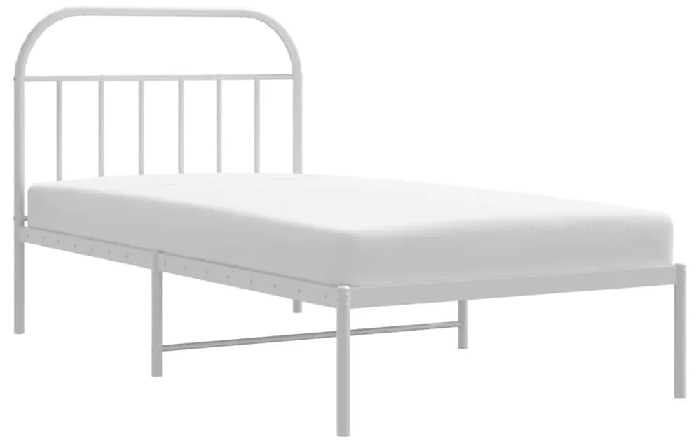 vidaXL Πλαίσιο Κρεβατιού με Κεφαλάρι Λευκό 100x190 εκ. Μεταλλικό