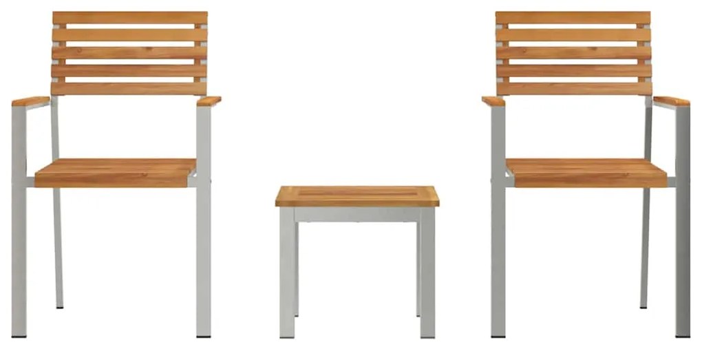 vidaXL Σέτ φαγητού για κήπο 3 pcs Καφέ Στερεό Ξύλο Τίκ