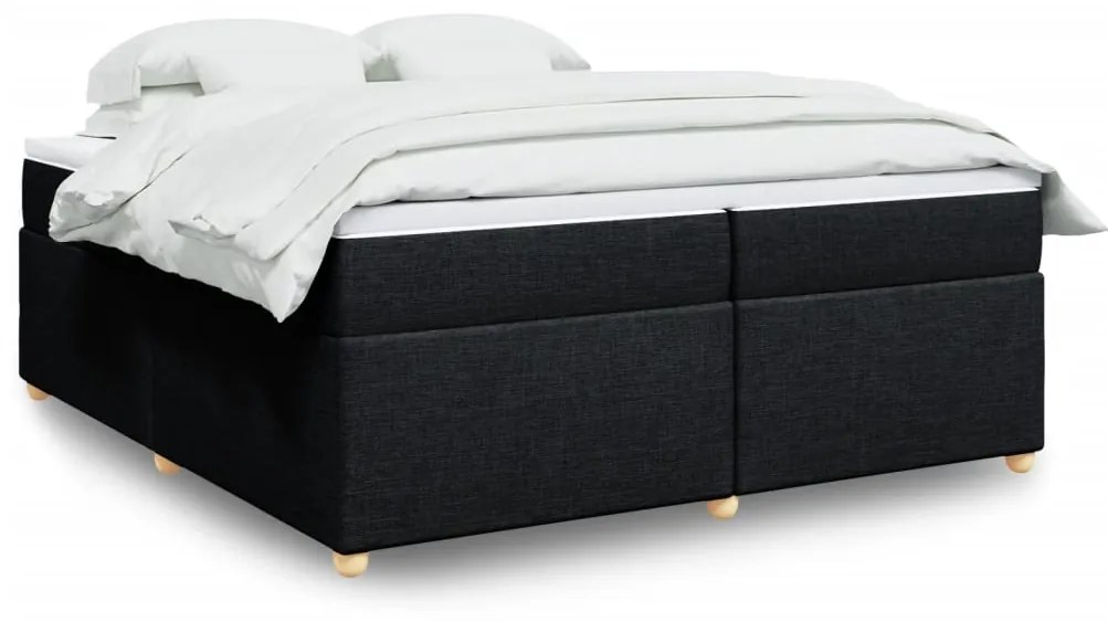 vidaXL Κρεβάτι Boxspring με Στρώμα Μαύρο 200x200 εκ. Υφασμάτινο