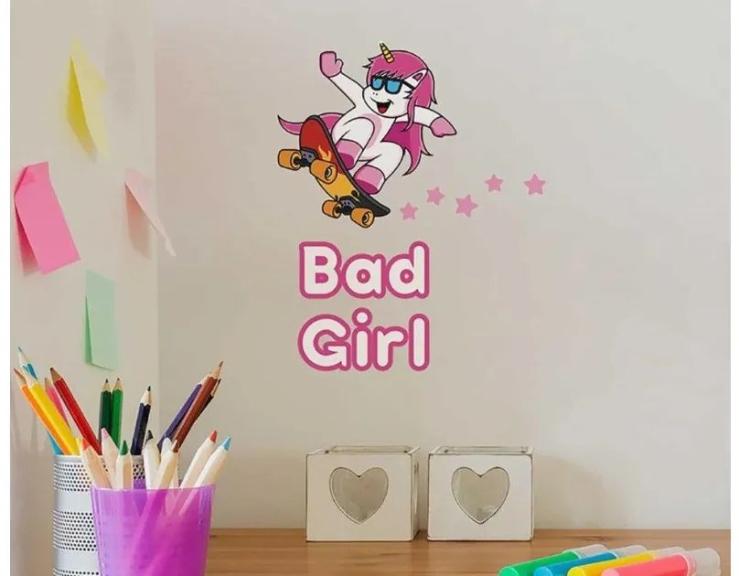 Παιδικό Αυτοκόλλητο Τοίχου BAD GIRL 11107  Ango Dalber-11007-Ροζ 11007