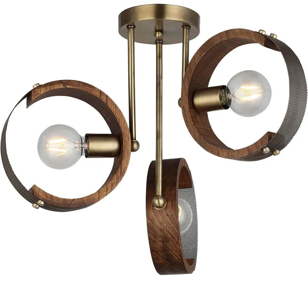 Φωτιστικό Οροφής - Πλαφονιέρα Manya 341LCA1141 56x36cm 3xE27 40W Brown-Gold Opviq