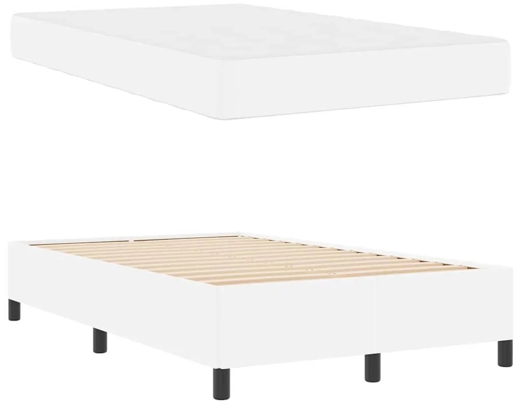vidaXL Σκελετός κρεβατιού με στρώμα Λευκό 120 x 200 cm Τεχνητό δέρμα