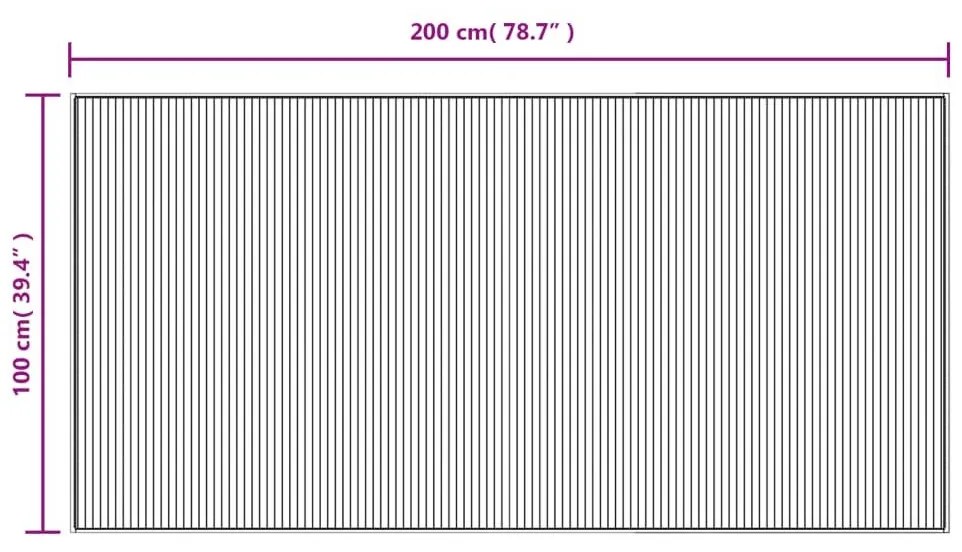 Χαλί Ορθογώνιο Ανοιχτό Φυσικό 100 x 200 εκ. Μπαμπού - Μπεζ