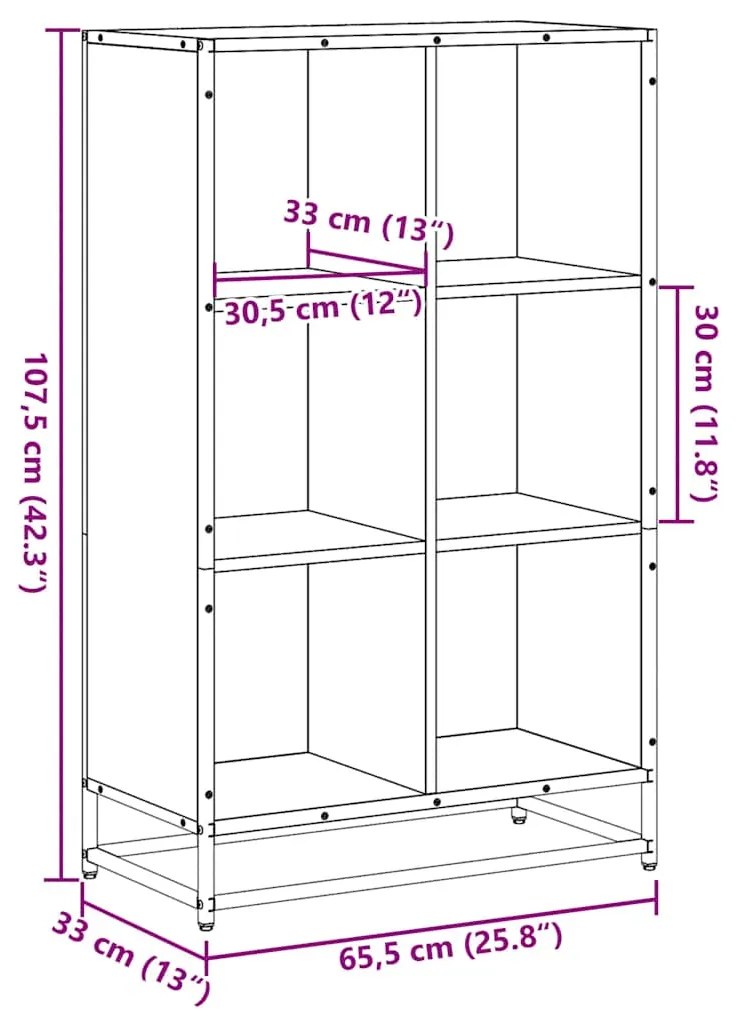 Βιβλιοθήκη Χρώμα Sonoma Δρυς 65,5x33x107,5 εκ. Μοριοσανίδα - Καφέ