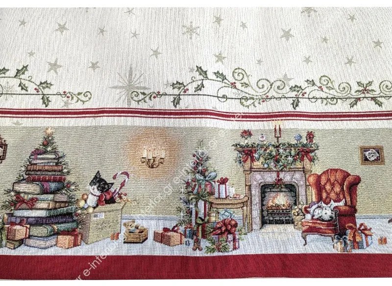 Τραπεζομάντηλο Χριστουγεννιάτικο 165x300 Joy Silver 1384 4101203455