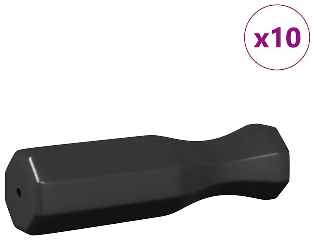 vidaXL Λαβές Ποδοσφαιρικού Τραπέζι 10 pcs Μαύρο 3,1 x 3,1 x 17,8 εκ.