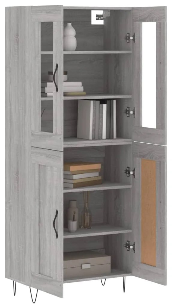 vidaXL Ντουλάπι Γκρι Sonoma 69,5 x 34 x 180 εκ. Επεξεργασμένο Ξύλο