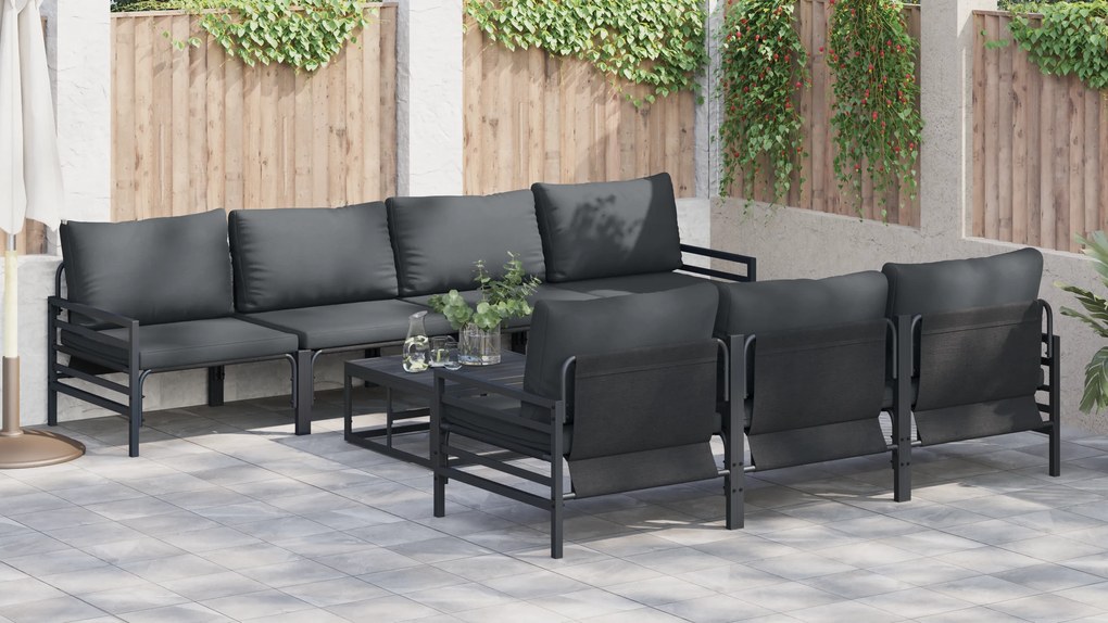 vidaXL Σετ Καναπέ Κήπου με μαξιλάρι με μαξιλάρι 8 pcs Ανθρακί 70 x 70.5 x 31.5 εκ